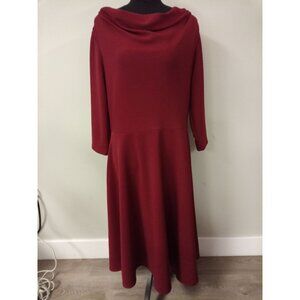 Danny and Nicole Women's Red Cowl Neck Midi Dress Size 16